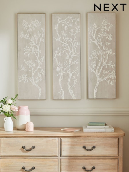 Set of 3 Natural Vintage Trees Framed Canvas Wall Art (U28022) | €101