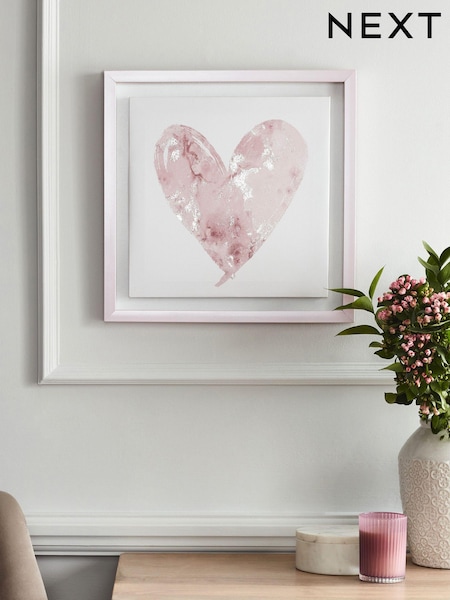 Pink Heart Framed Canvas Wall Art (U28023) | €27