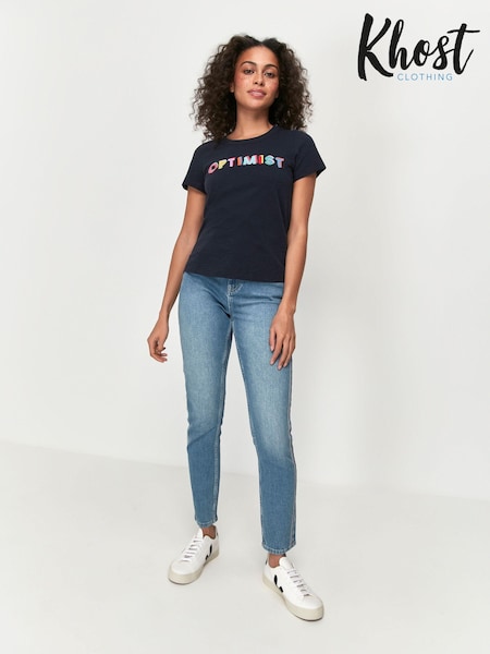 Khost Clothing Blue Optimist Slogan T-Shirt (U28743) | €13