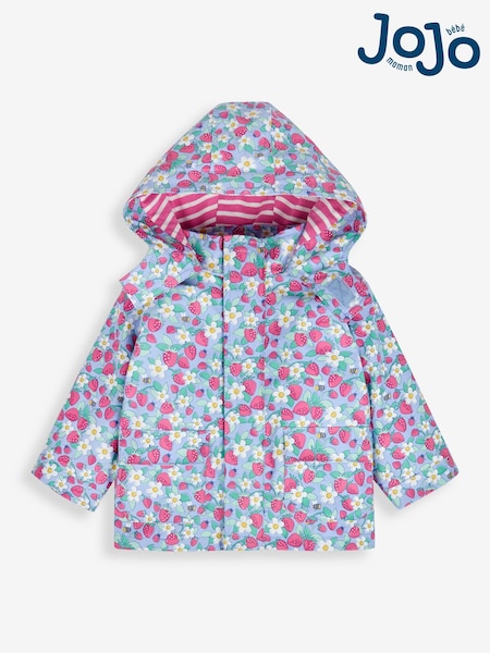JoJo Maman Bébé Blue Strawberry Waterproof Jacket (U29110) | €31