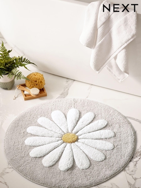 Grey Daisy 100% Cotton Round Mat (U29653) | $33
