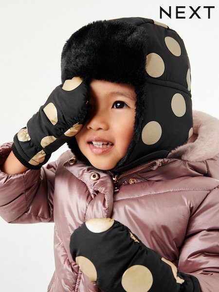 Black/Gold Spot Thermal Ski Mittens (3mths-6yrs) (U29771) | €4 - €5