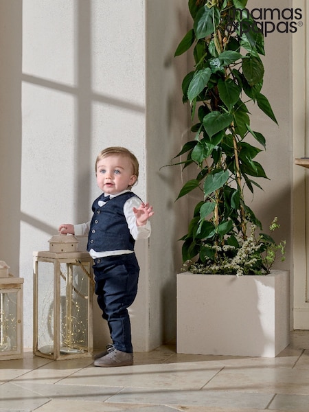 Mamas & Papas Blue 4 Piece Navy Suit With Knit Tie (U29920) | € 30