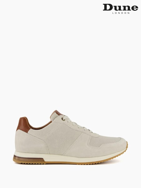 Dune London White Standard Fit Trilogy Perforated Runner Trainers (U30421) | AZN 273