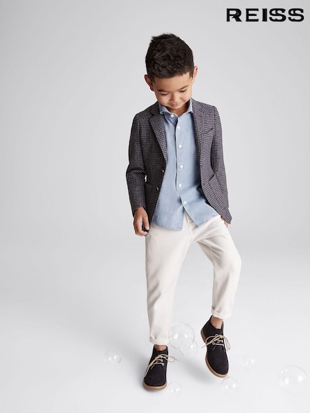 Reiss Navy/Brown Puppytooth Progress Puppytooth Single Breasted Blazer (U30892) | kr2 366