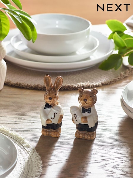 Natural Bunny and Bear Salt and Pepper Shaker Set (U30963) | €15