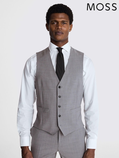 MOSS Light Grey Tailored Fit Performance Suit Waistcoat (U31335) | €146
