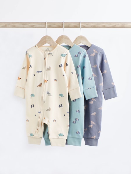 Petrolblau - Baby 100% Cotton Footless Sleepsuits 3 Pack With Zip (0mths-3yrs) (U31867) | 27 € - 30 €