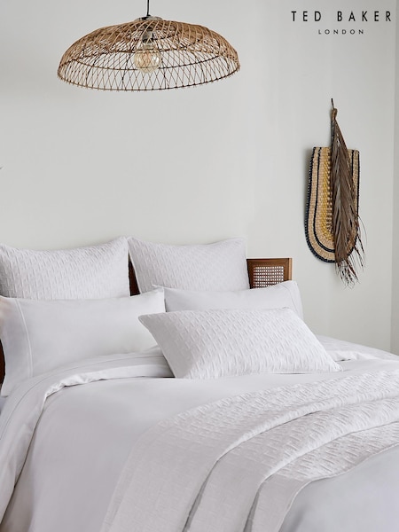 Ted Baker White Silky Smooth Plain Dye 250 Thread Count Cotton 100% Cotton Pillowcase (U32040) | AED90