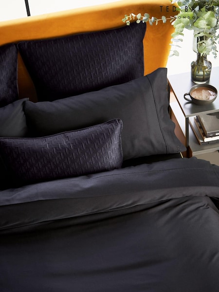 Ted Baker Black Silky Smooth Plain Dye 250 Thread Count Cotton 100% Cotton Pillowcase (U32044) | AED90
