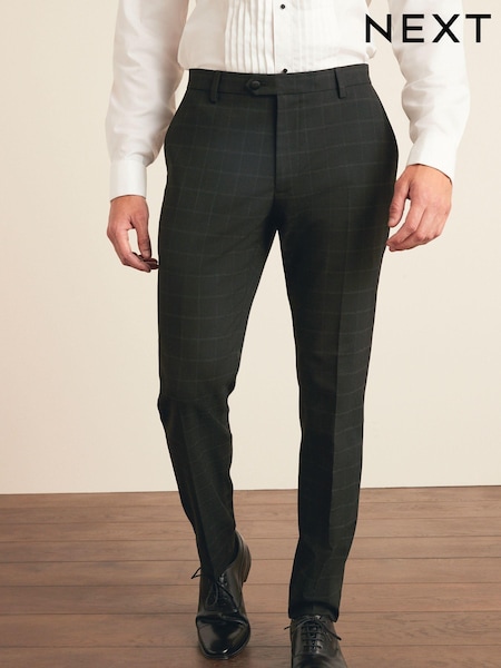 Black Skinny Fit Check Tuxedo Suit: Trousers (U32259) | €31