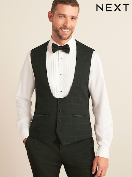 Black Check Tuxedo Suit Waistcoat (U32260) | € 30