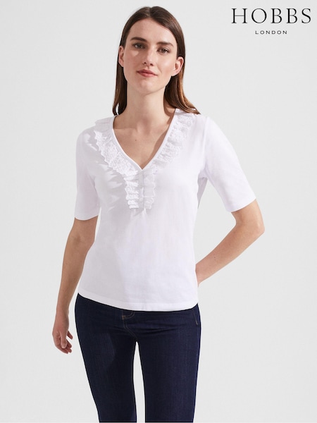 Hobbs White Demi Broderie Top (U32371) | €30