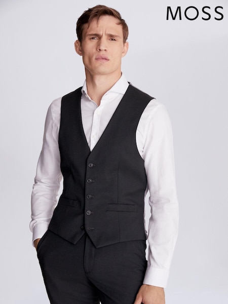 MOSS Charcoal Grey Tailored Stretch Suit: Waistcoat (U32857) | €35 - €38.50