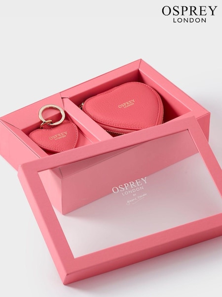 Guava Rosa - Osprey London The Tilly Heart Leather Trinket And Keyring Gift Set (U34181) | kr950