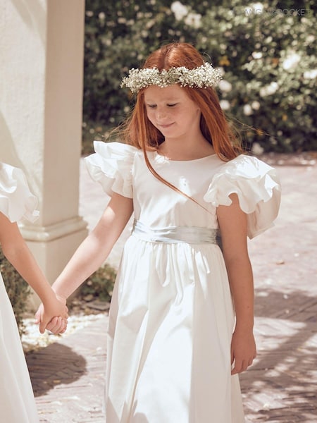 Angel & Rocket White/Green Taffeta Ruffle Bow Sylvie Dress (U34273) | 4,206 UAH - 4,806 UAH