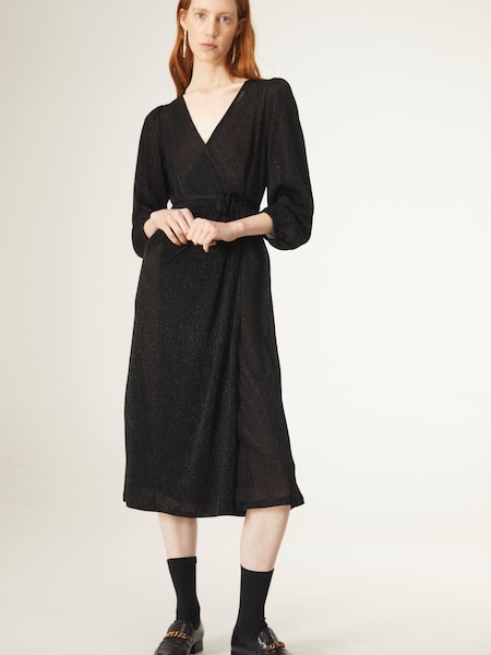 Compania Fantastica Black Metallised Fibres V-Neck Dress (U34469) | €38
