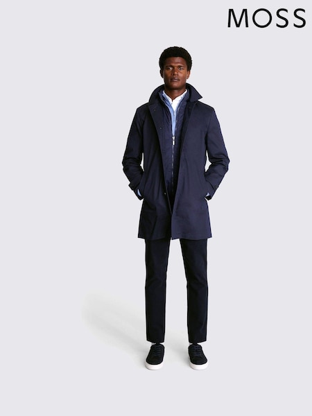 MOSS Blue Tailored Fit Padded Raincoat (U34602) | €313