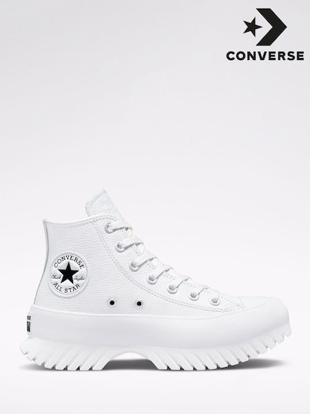 Converse White Leather Lugged High Top Trainers (U36338) | ₪503