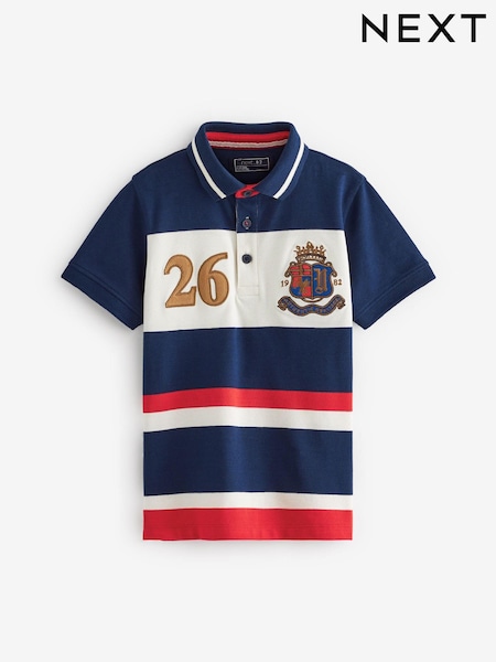 Navy/Red Short Sleeve Colourblock Polo Shirt (3-16yrs) (U36349) | €12 - €16