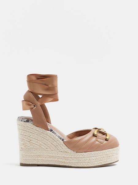 River Island Beige Light Buckle 2 Part Wedges (U36472) | €24
