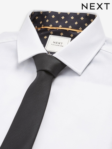 לבן/שחור - גזרה רגילה - Single Cuff Shirt And Tie Pack (U36510) | ‏124‏₪