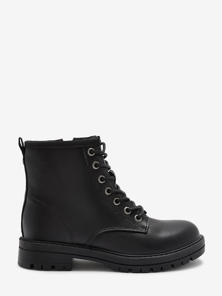 Black Wide Fit (G) Warm Lined Lace-Up Boots (U36531) | €17.50 - €21.50