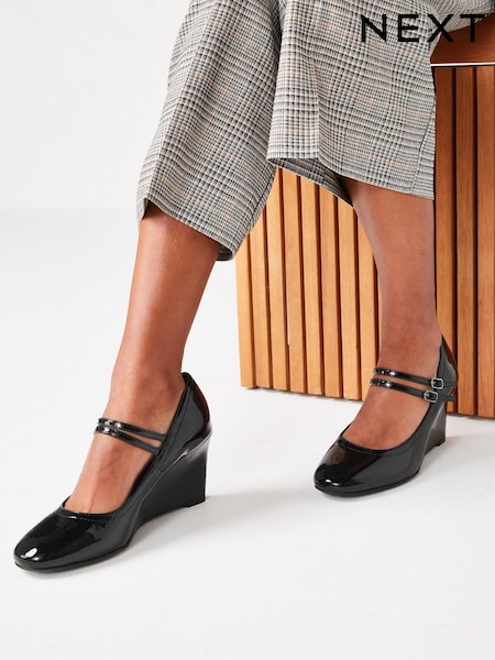 Black Forever Comfort® Mary Jane Wedge Shoes (U36561) | €12