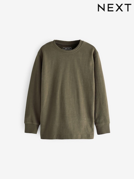 Green Khaki Long Sleeve Cosy T-Shirt (3-16yrs) (U36730) | €7 - €10