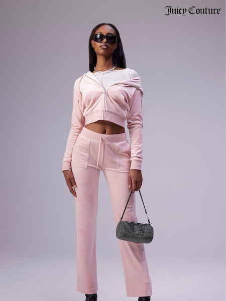 Juicy Couture Womens Zip Through Velour Robertson Zip Up Hoodie (U37216) | €54