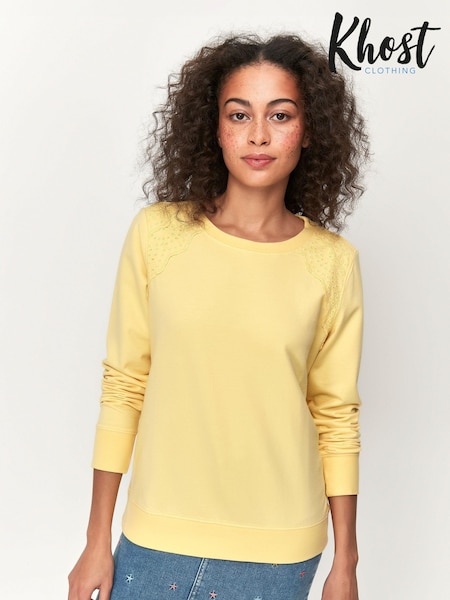 Khost Clothing Yellow Broderie Trim Sweatshirt (U37670) | 19 €