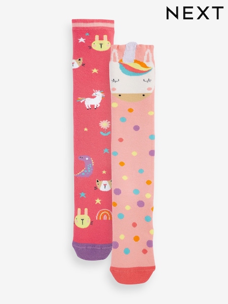 Rosa - 2 Pack Thermal Cotton Rich Unicorn Welly Socks (U39738) | 7 € - 9 €