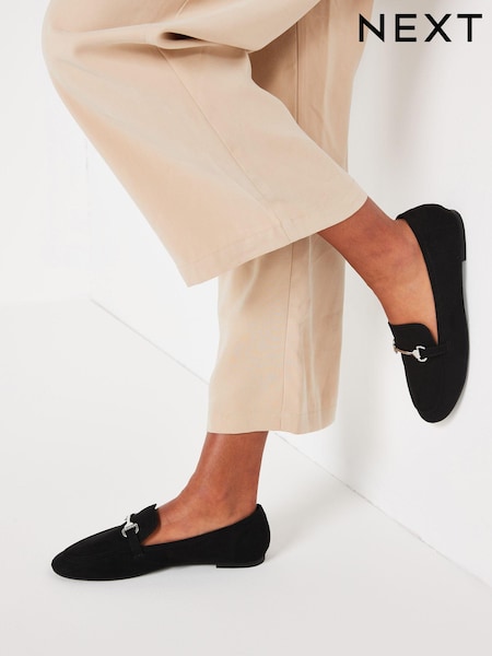 Black Microfibre Forever Comfort® Metal Trim Slim Sole Loafers (U39830) | €9