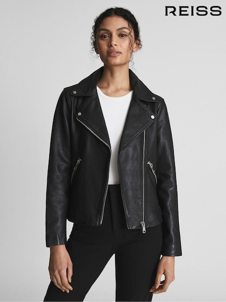 Reiss Nrd Grays Leather Biker Jacket (U39862) | €571