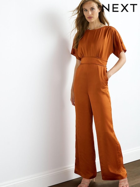 Оранжевый - Satin Wide Leg Jumpsuit (U41113) | €21