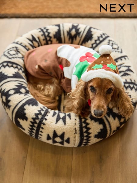 Maro/Crem - Christmas Pudding Dog Fancy Dress (U41215) | 115 LEI