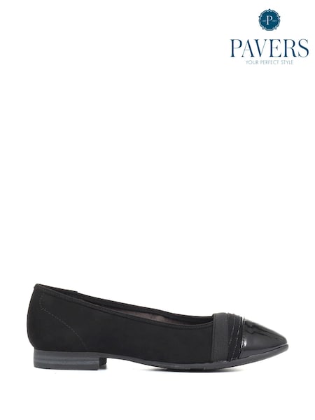 Pavers Ladies Black Ballet Pumps Flats (U41238) | € 39