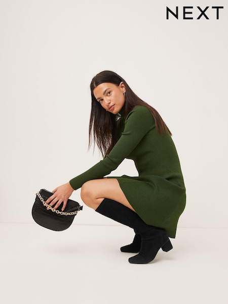 Черный - Forever Comfort Sock Block Heel Knee High Boots (U41838) | €27