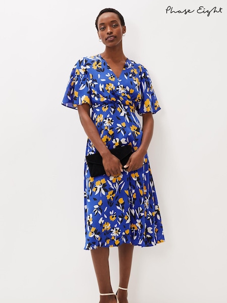 Phase Eight Blue Jayla Floral Printed Dress (U42289) | €82