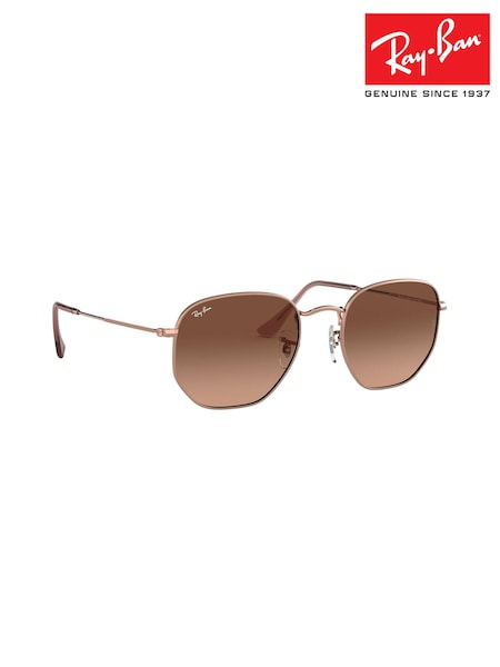 Copper & Brun Gradient Lens - Ray-ban Medium Hexagonal Flat Lens Sunglasses (U43219) | kr3 450