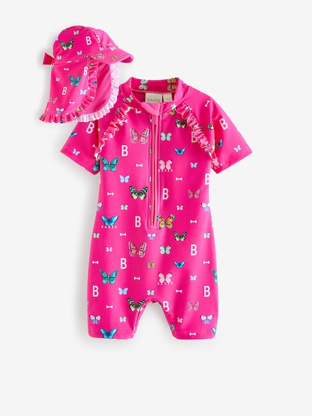 Pink - Baker by Ted Baker Sonnenschutz-Badeanzug und Mütze im Set (U44130) | 25 € - 27 €