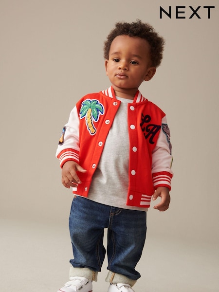 Živo rdeča - Letterman 100% Cotton Jacket (3mths-7yrs) (U44310) | € 15 - € 17
