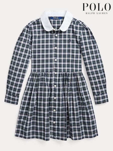 Polo Ralph Lauren Girls Blue Check Logo Shirt Dress (U44500) | €47 - €51