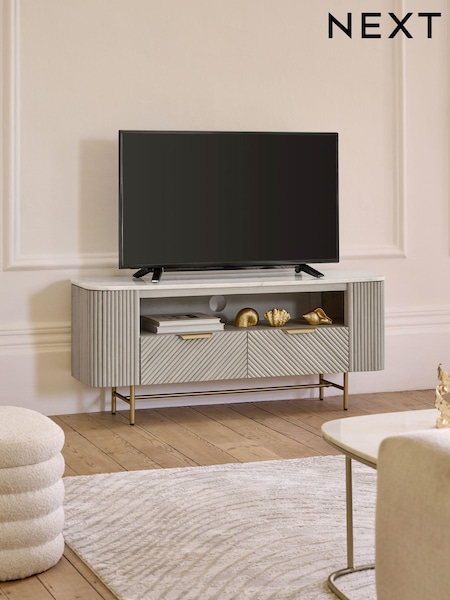 Light Grey Valencia Mango Wood Up to 55 inch TV Unit (U44885) | €875