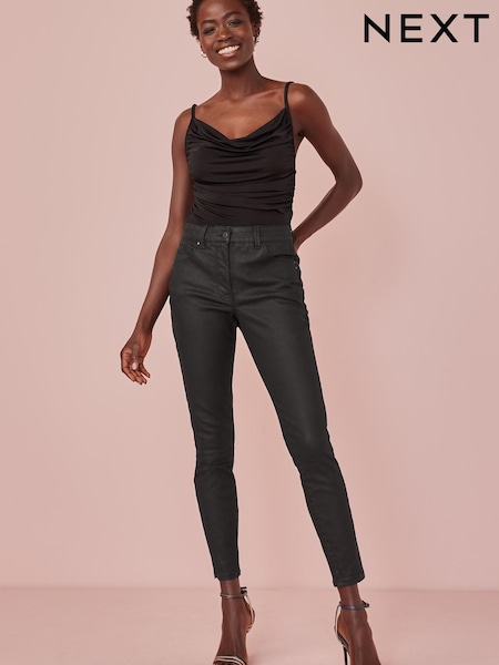 Черный - Lift, Slim And Shape Coated Denim Skinny Jeans (U44974) | €24