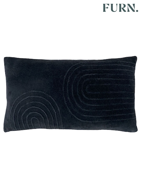 Furn Black 30 x 60cm Mangata 100% Cotton Velvet Cushion (U46801) | AED70