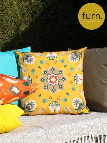 furn. Yellow Folk Flora 43 x 43 Outdoor Polyester Cushion (U46930) | €20