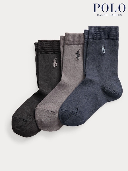 Polo Ralph Lauren Boys Blue 100% Cotton Super Soft Logo Socks 3 Pack (U47434) | € 9