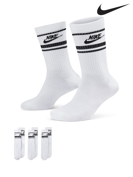 Nike White Sportswear Everyday Essential White Crew Socks 3 Pack (U47540) | €21.50