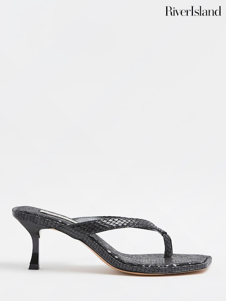 Black Skinny Black Low Heel Toe Thong (U47694) | €24
